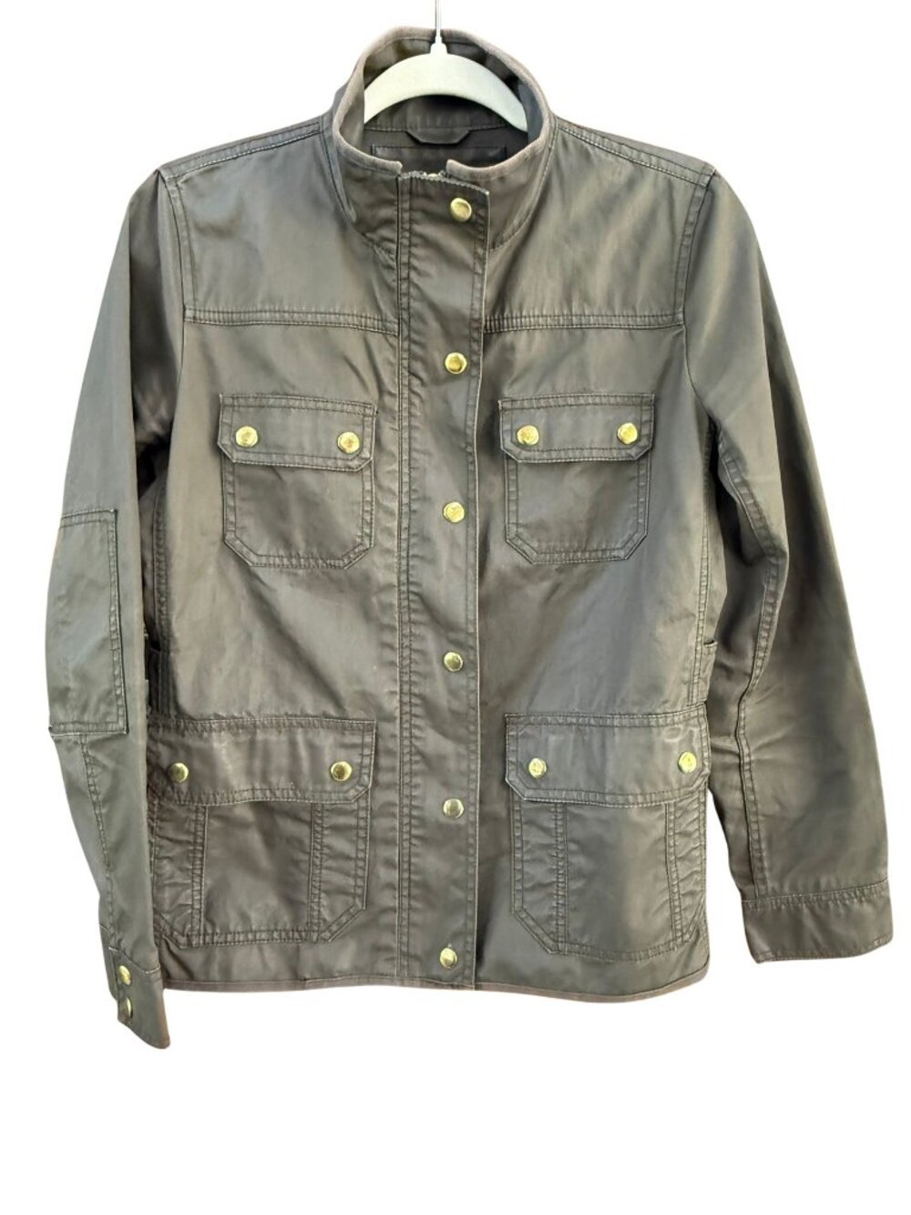 J.Crew Waxed Cotton Utility Field Jacket Mossy Brown Size Small